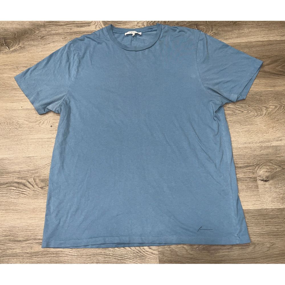 FRAME (Designer) T Shirt Mens Solid Blue Large Logo